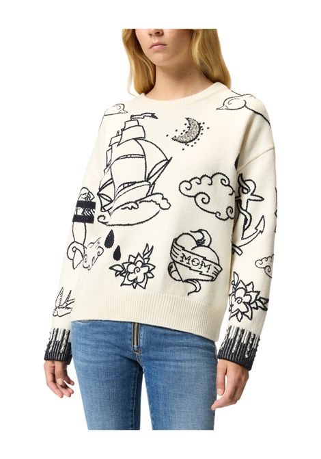 Patterned crew neck jumper PINKO | sweaters | 105427 A2PKZE1